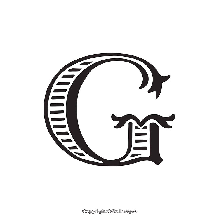 Artistic Illustration of the Letter G with Decorative Details