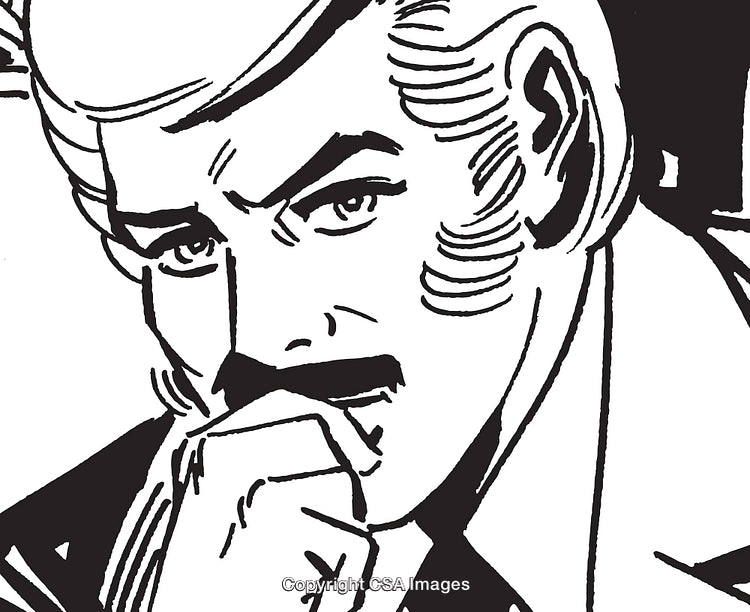 Retro Pop Art Style Illustration of a Man in a Thoughtful Pose