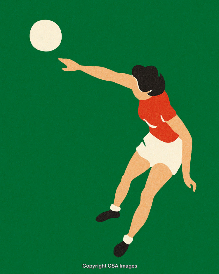 Illustration of a Woman Playing Volleyball in Minimalist Style