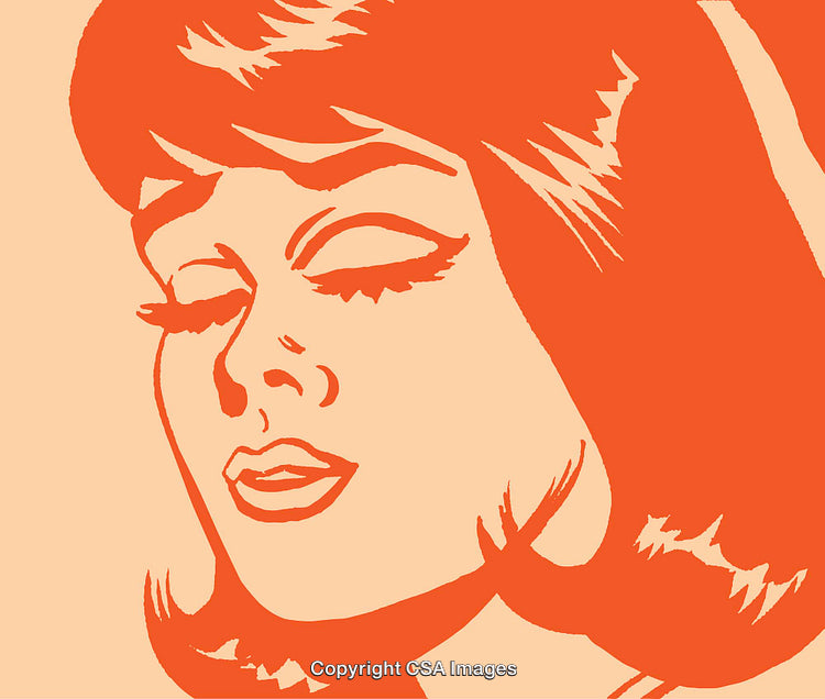 Pop Art Illustration of a Woman's Face With Closed Eyes