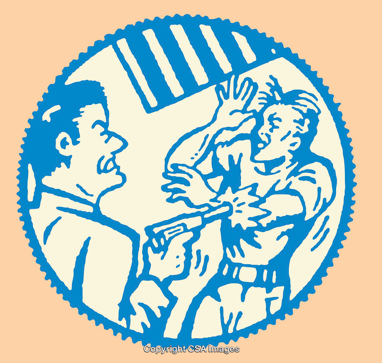 Dramatic Color Line Art Depiction of Conflict and Action in Illustration