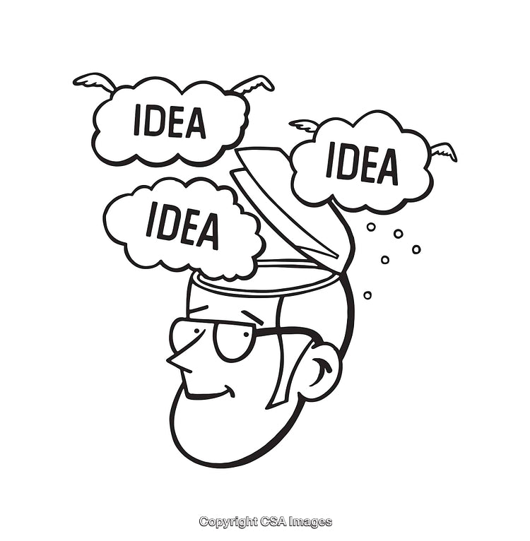 Creative Line Art Illustration of Ideas Emerging From an Open Mind