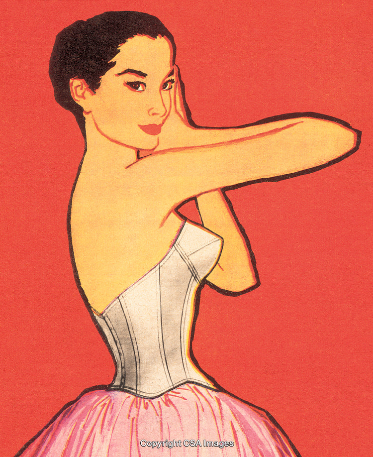 Artistic Illustration of a Graceful Woman in Vintage Fashion Style