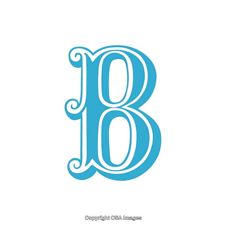 Ornate Blue Capital Letter B with Elegant Decorative Swirls