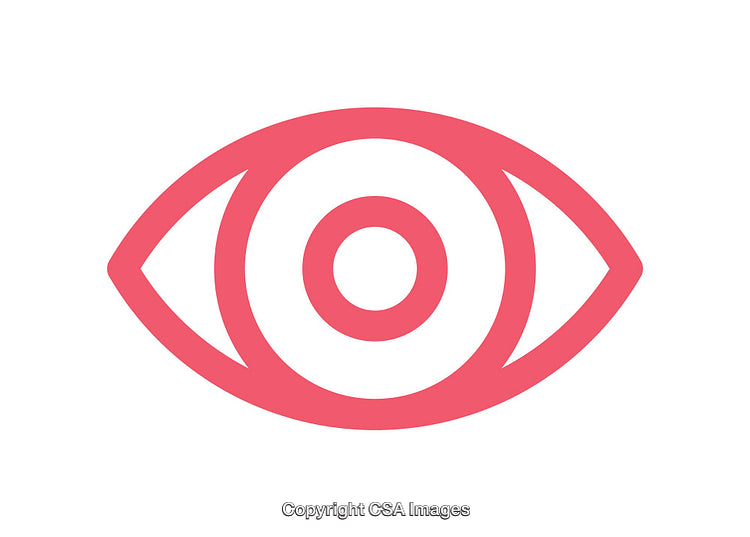 Minimalistic Eye Symbol Representing Vision and Focus in Red