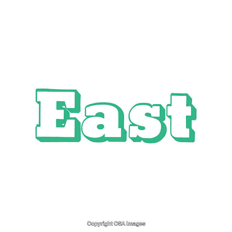 Green Text Art Displaying the Word East on White Background