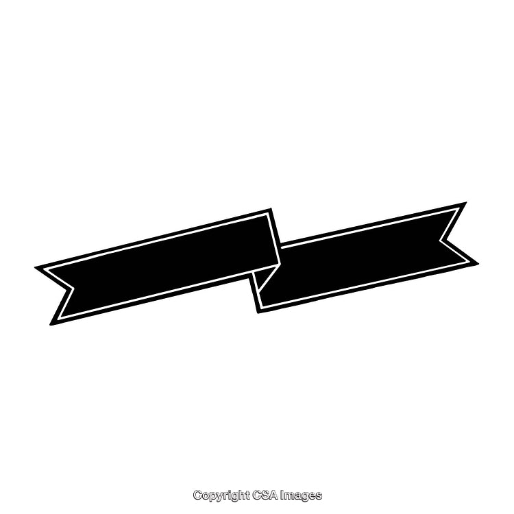 Black and White Ribbon Banner with Simple Style on White Background