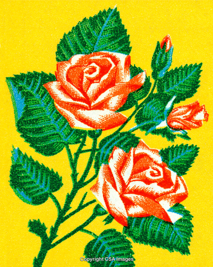 Vibrant Illustration of Red Roses Against a Yellow Background