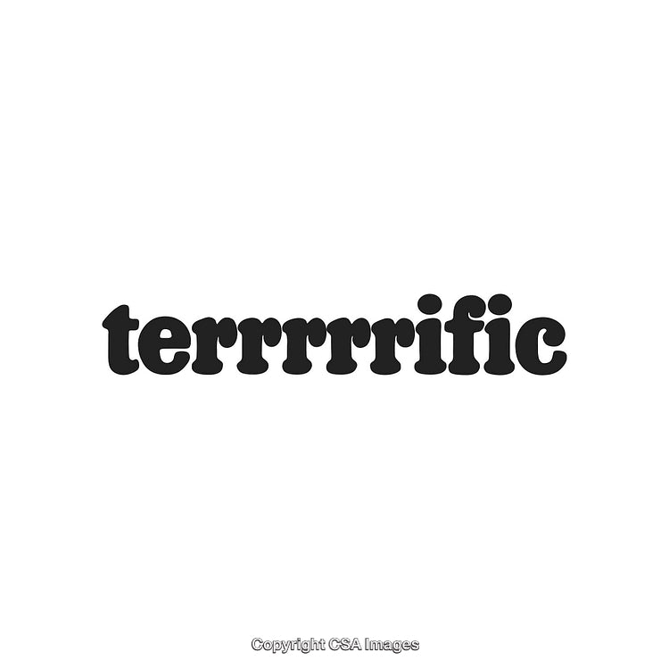 Bold Text of Terrrrific With Stylish Font on White Background