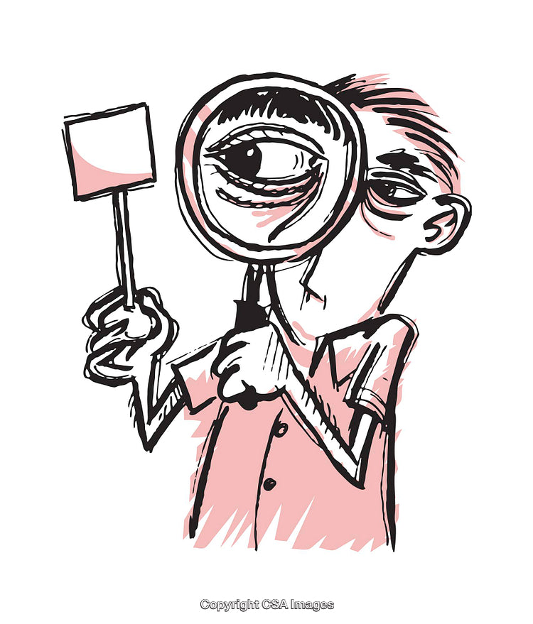 Cartoon Character With Magnifying Glass Exploring With Curiosity