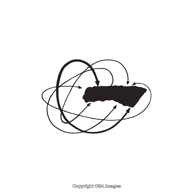 Abstract Black and White Shape with Illustrative Overlapping Arrows