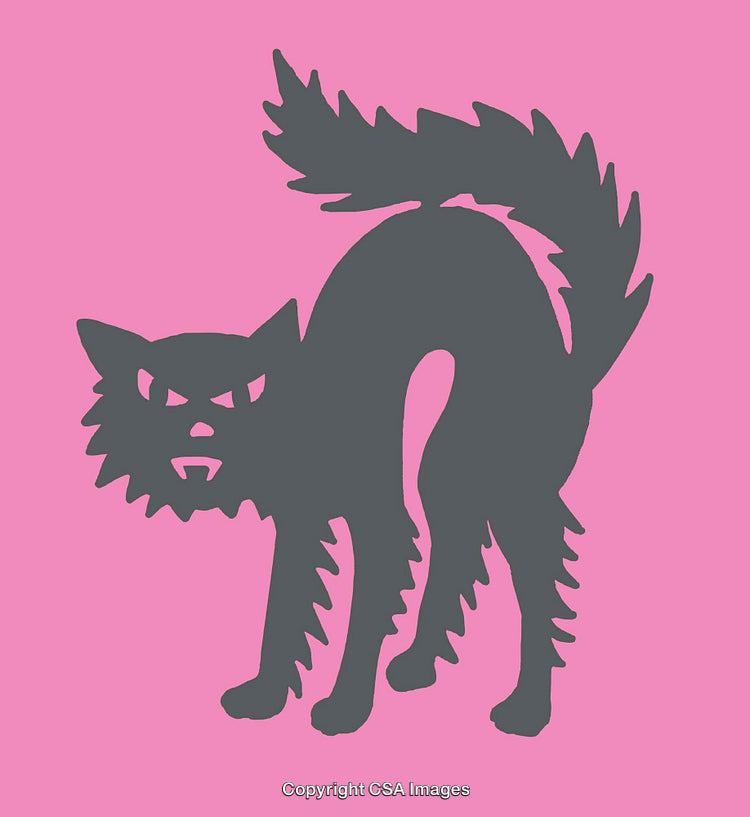 Vector Silhouette of an Angry Cat on a Pink Background