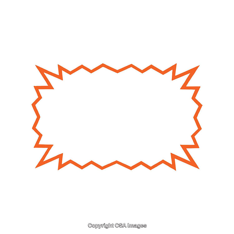 Orange Jagged Rectangle Speech Bubble on a White Background