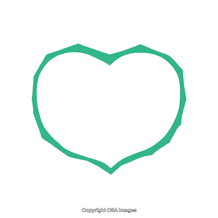 Green Two-Dimensional Heart Outline Symbol Isolated on White Background