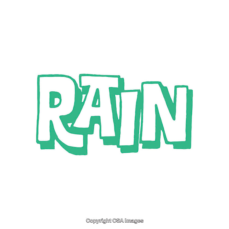 Green Block Text Illustration with Rain Themed Typography Art