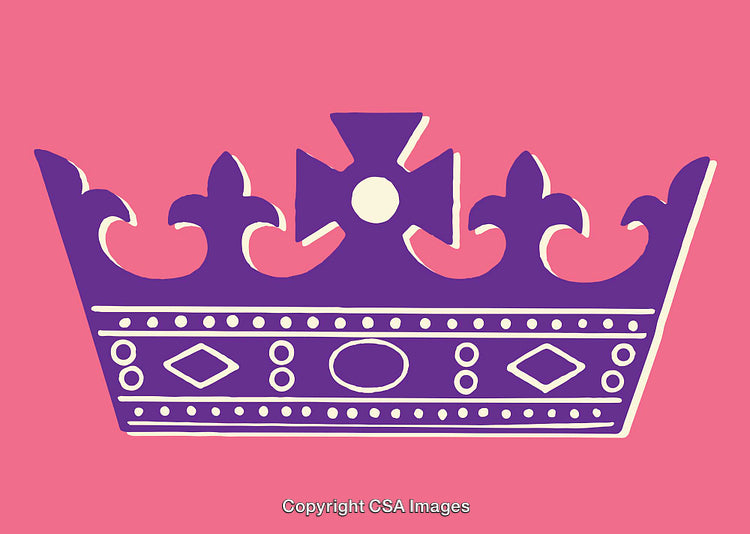 Illustrative Purple Crown Design on a Pink Background