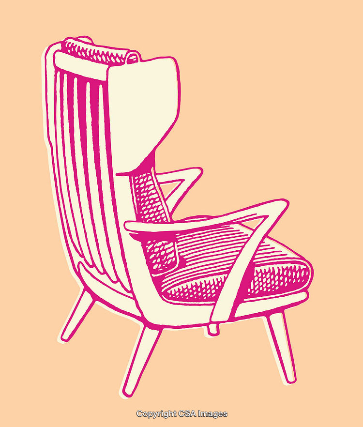 Stylized Line Art Illustration of a Mid-Century Modern Chair Design
