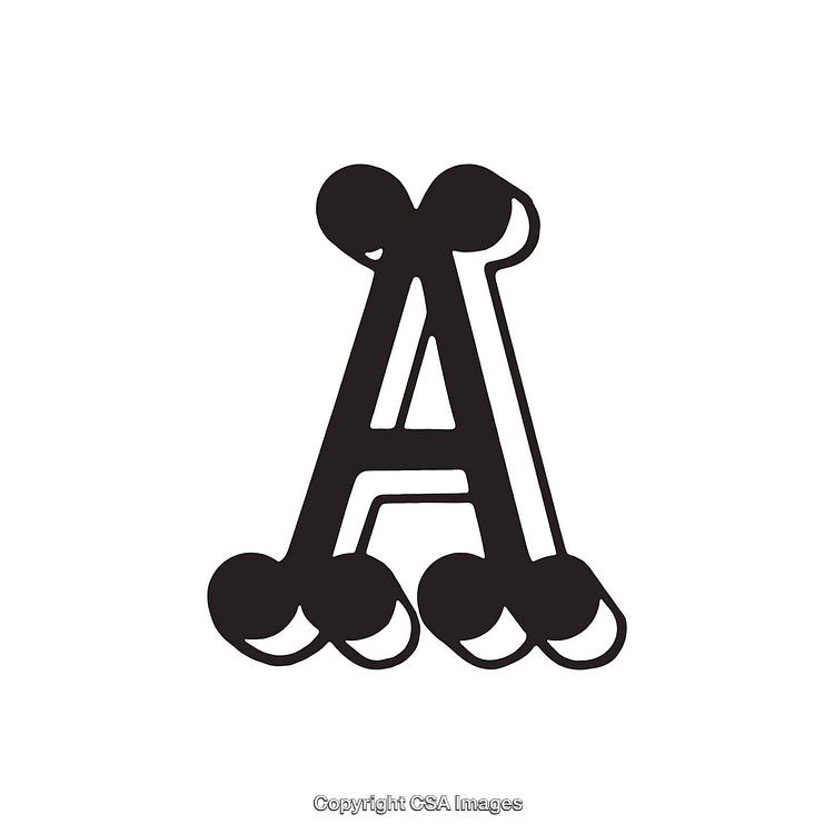Letter A With Artistic Black Design On White Background
