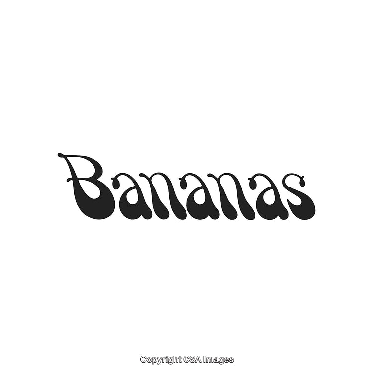 Creative Black Typography With the Word Bananas on a White Background