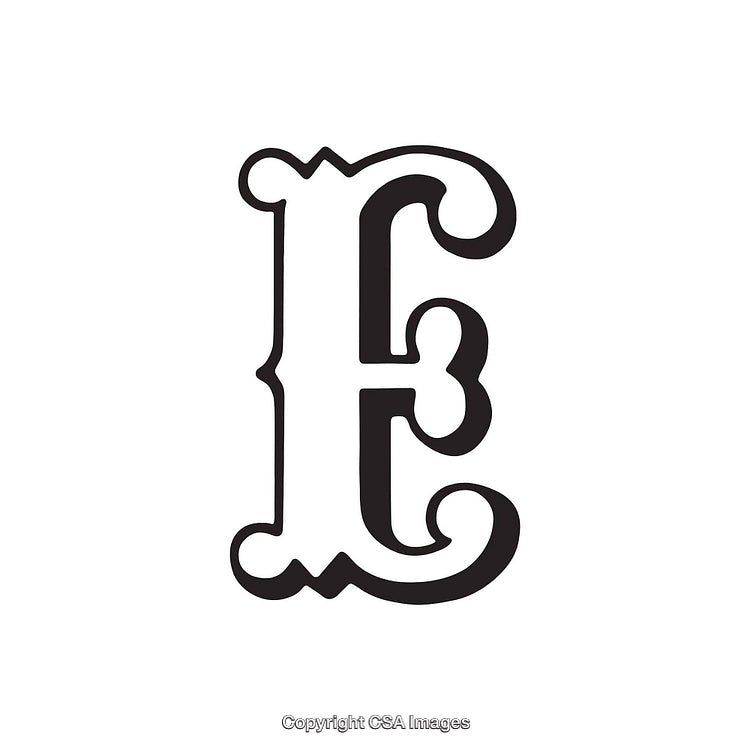 Decorative Letter E in Ornate Vintage Typography Style