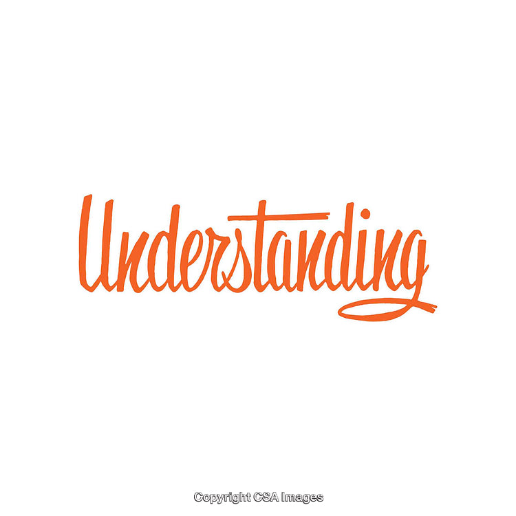 Word Image Depicting Understanding in Orange Cursive Typography