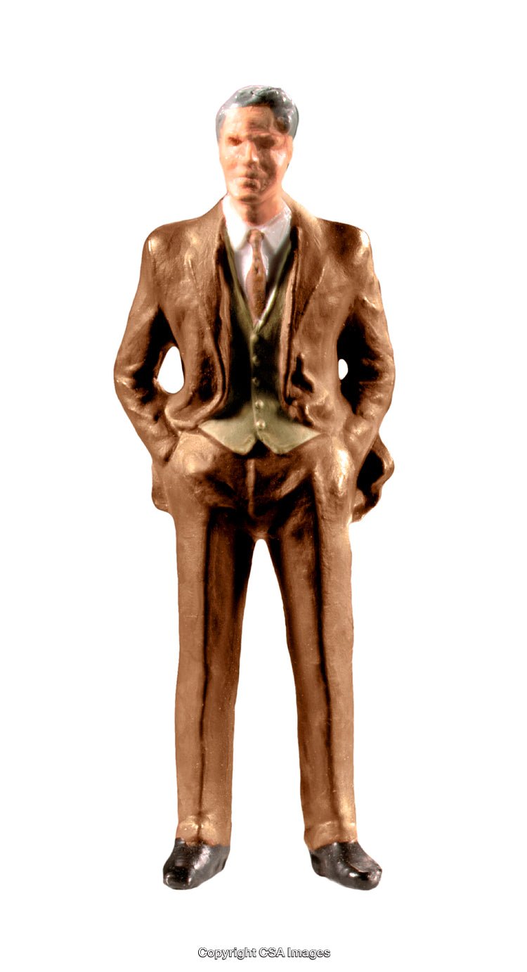 Miniature Figure of a Suit-Wearing Professional Isolated on White
