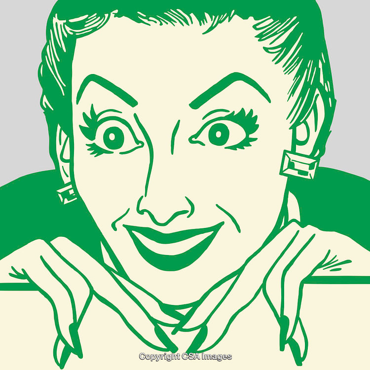 Retro Style Comic Line Art Woman Illustration with Expressive Pose