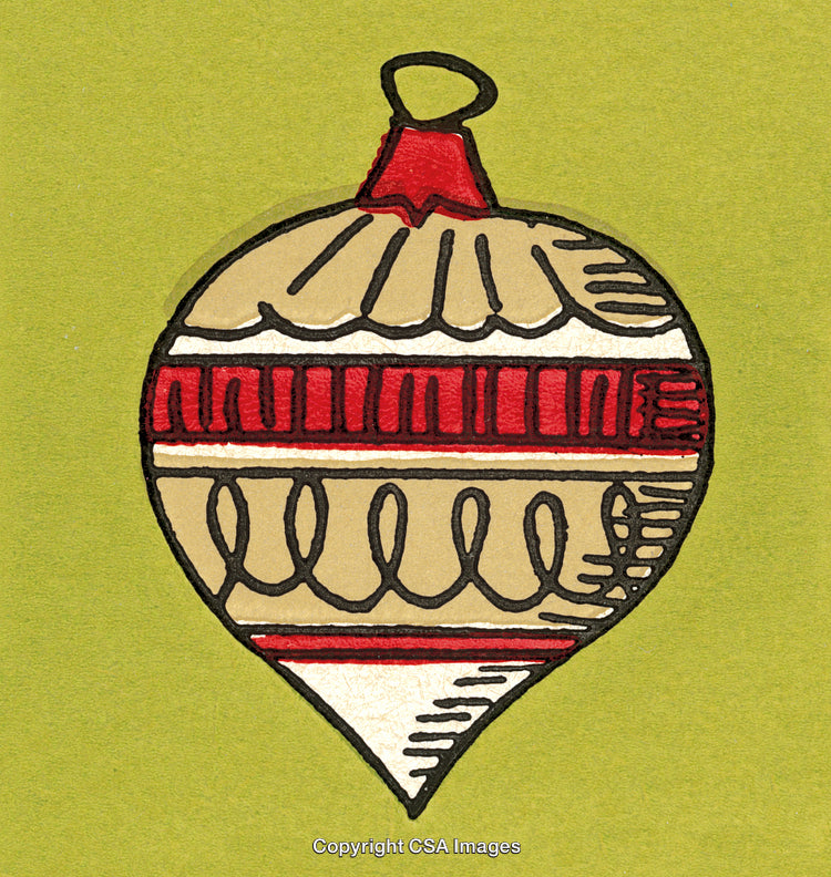 Vintage Christmas Ornament Illustration on a Bright Green Background