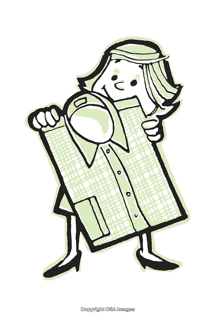 Colorful Cartoon Style Illustration of a Person Holding a Shirt