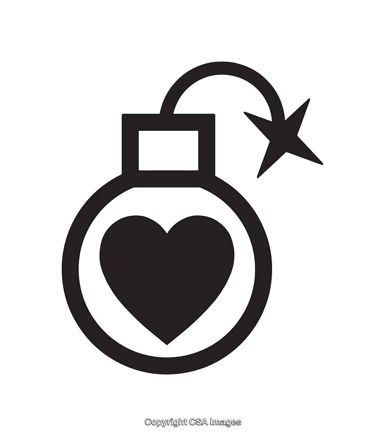 Heart-Shaped Bomb Icon Symbolizing Dangerous Love or Passionate Feelings