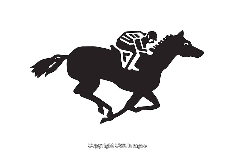 Silhouette Illustration of a Racing Jockey on a Galloping Horse