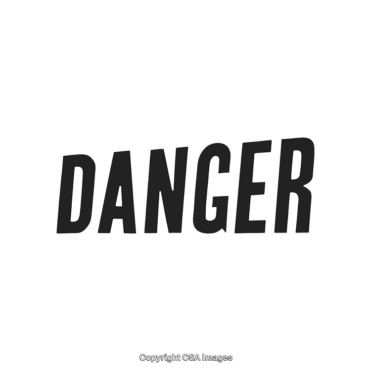 Block Text Depicting the Word Danger in Bold on White Background