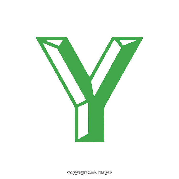 Green Stylized Letter Y Isolated on a White Background