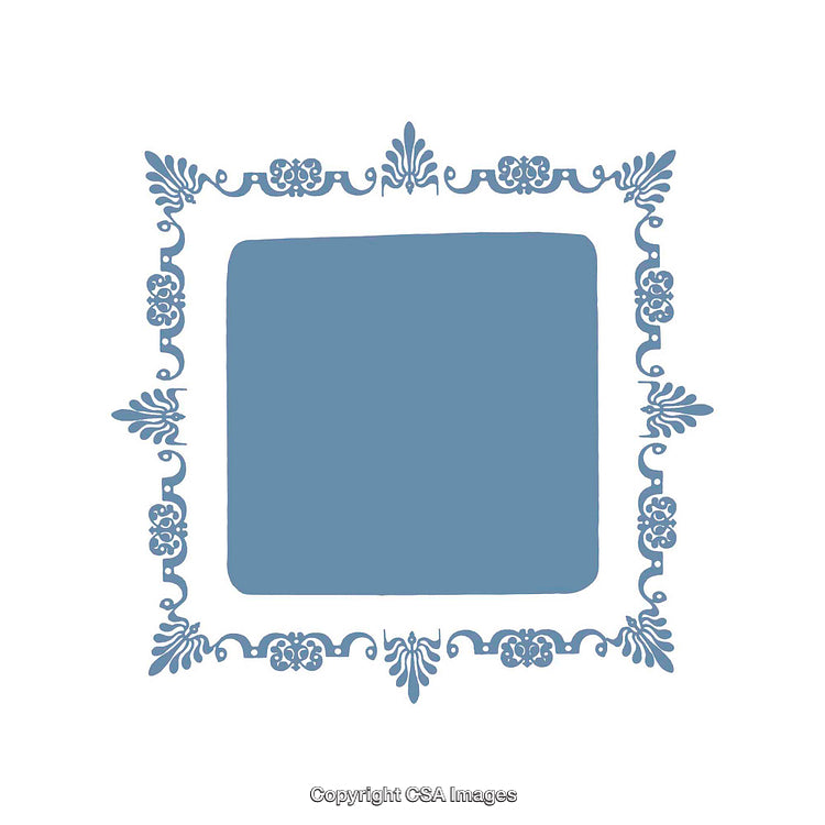 Ornate Blue Frame with Decorative Floral Design and Elegant Border Pattern