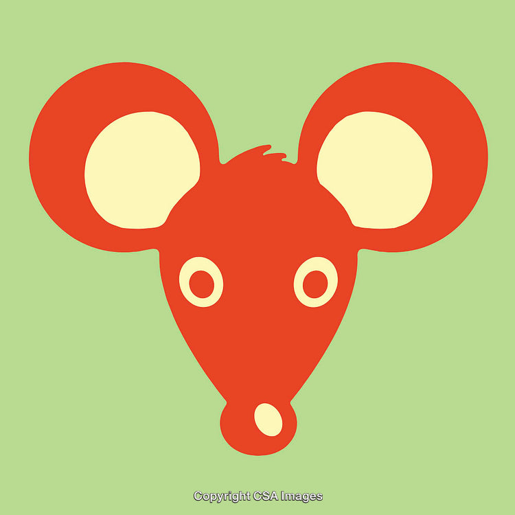 Colorful Mouse Face Line Art on a Light Green Background