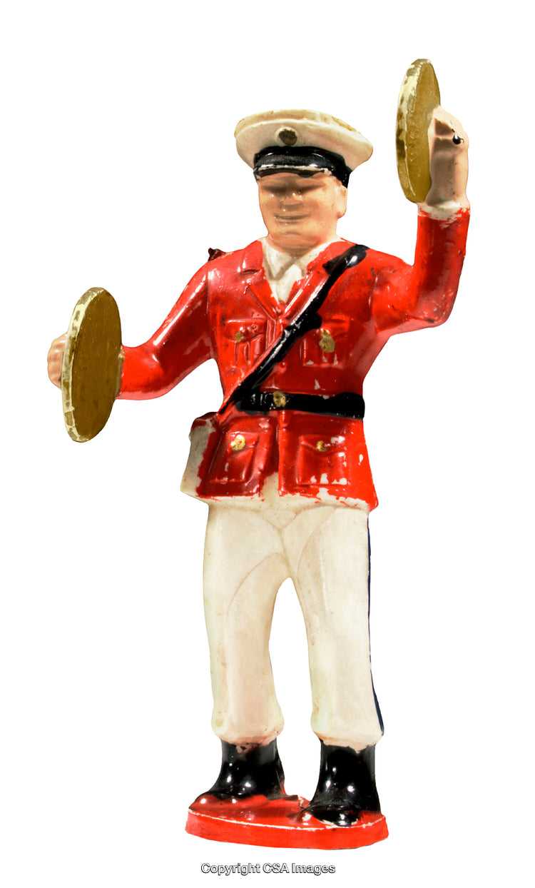 Vintage Plastic Figure Depicting a Marching Band Member in Uniform