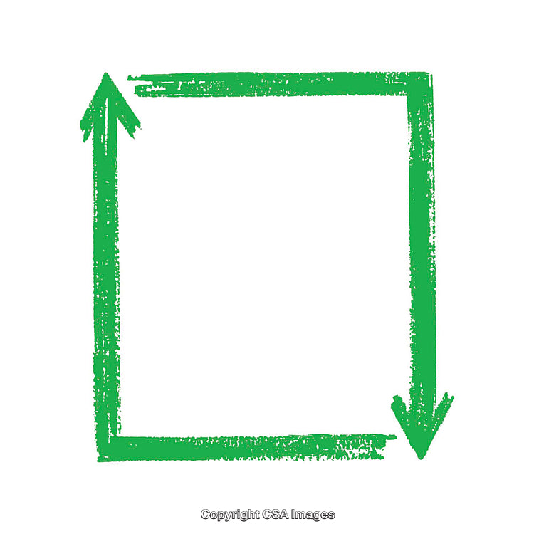 Green Brushstroke Arrow Square Symbolizing Recycling and Eco-Friendly Concepts