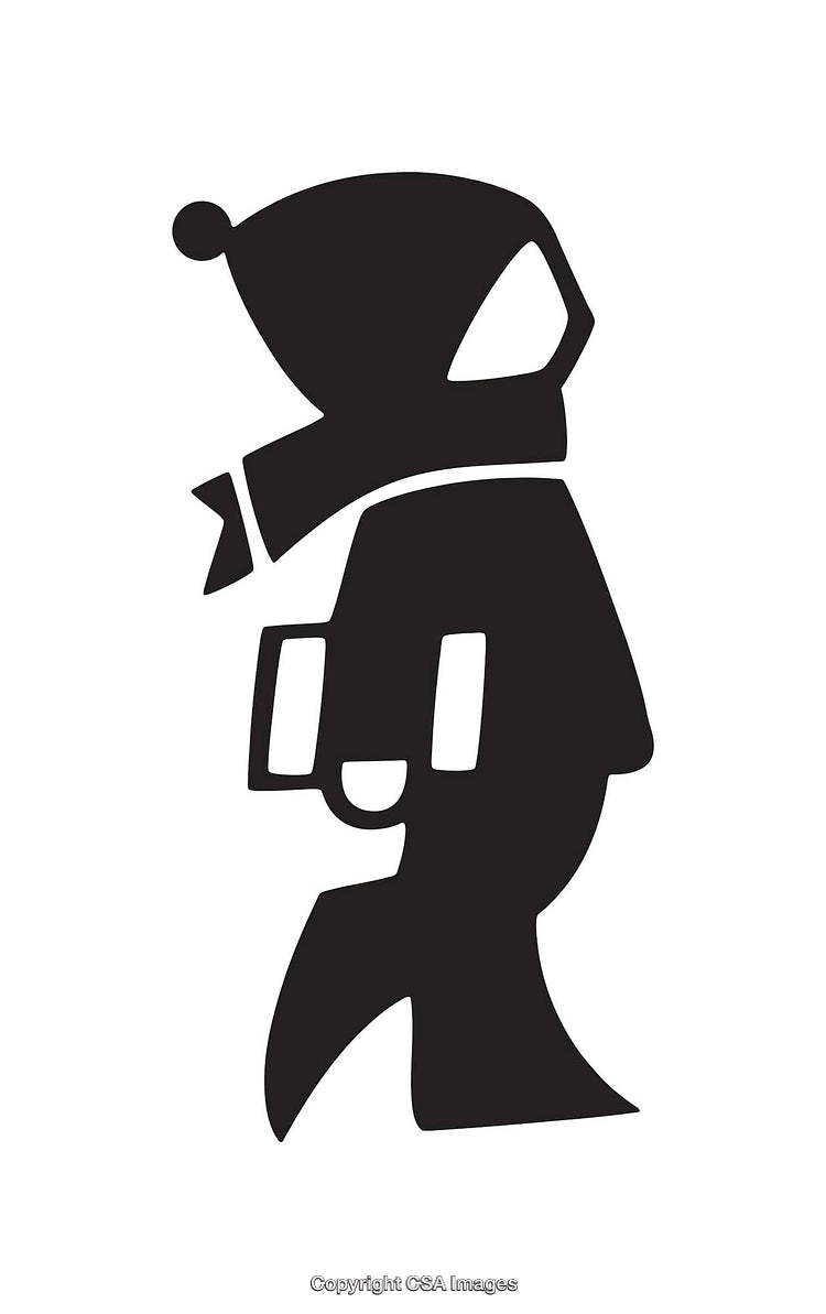 Silhouette Icon of a Winter Walker in Black and White