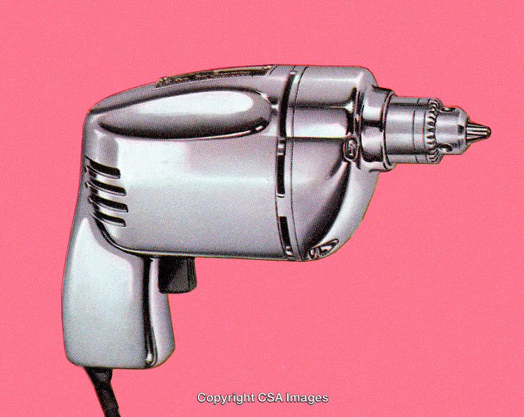 Classic Chrome Electric Drill on Vibrant Pink Background