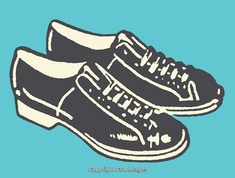 Stylized Pop Art Illustration of Casual Shoes on a Blue Background