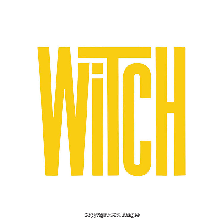 Stylized Yellow Minimalist Text Design Highlighting the Word Witch