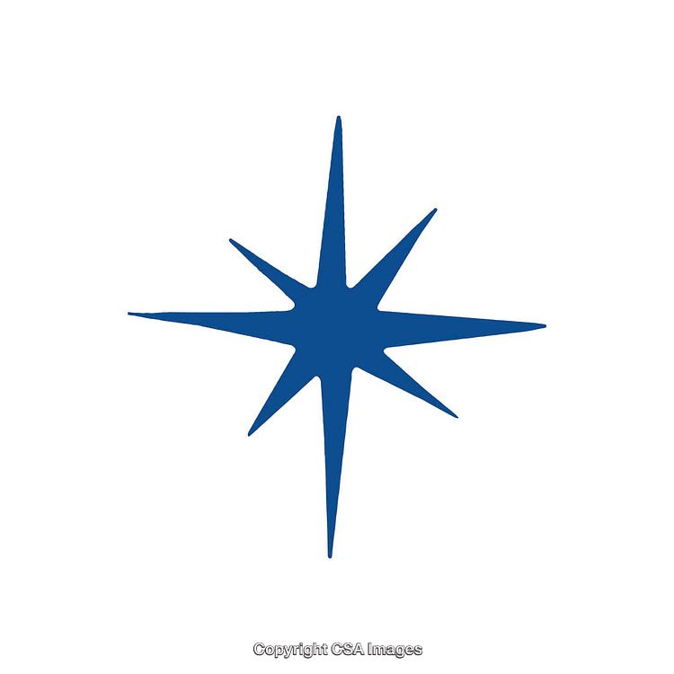 Blue Eight-Point Star Shape on White Background