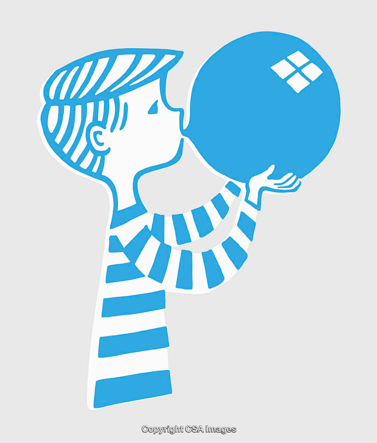 Stylized Line Art Illustration of a Boy with a Balloon