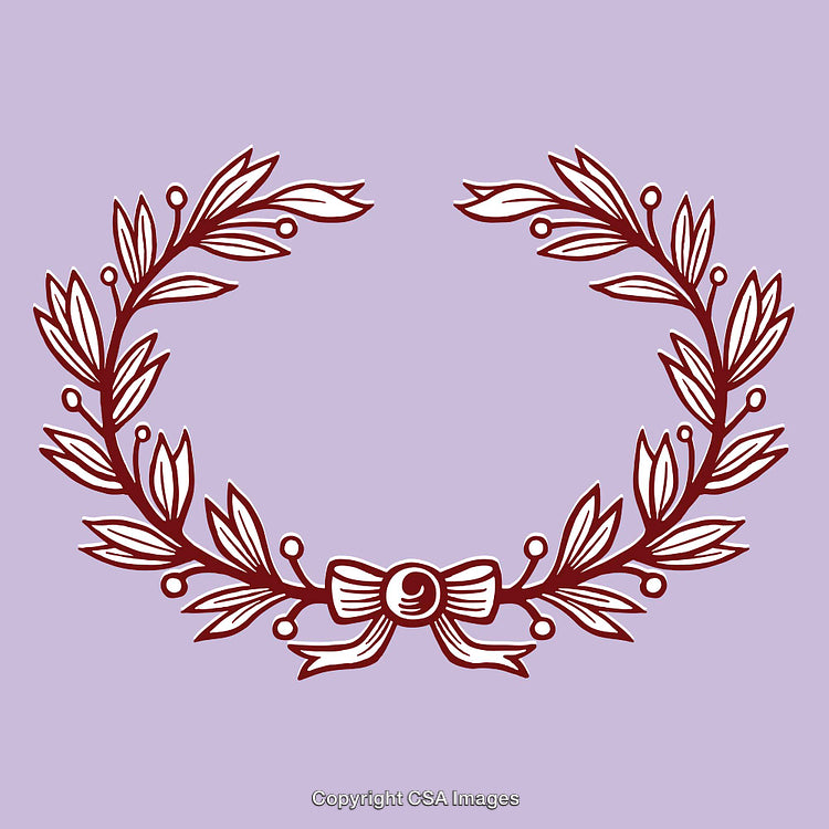 Elegant Laurel Wreath Line Art Design With Decorative Purple Background
