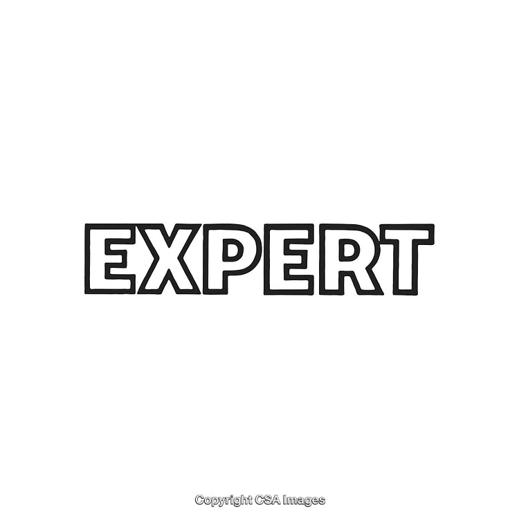 Illustration of the Word Expert in Bold Black and White Typography
