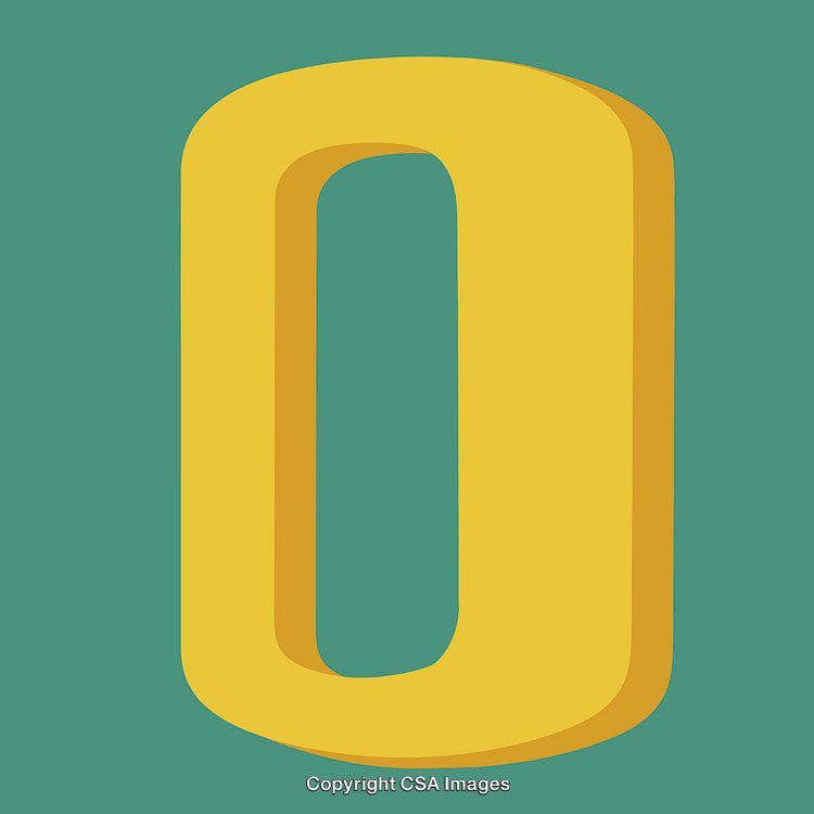 Yellow Letter O on a Solid Teal Background in Minimalistic Style