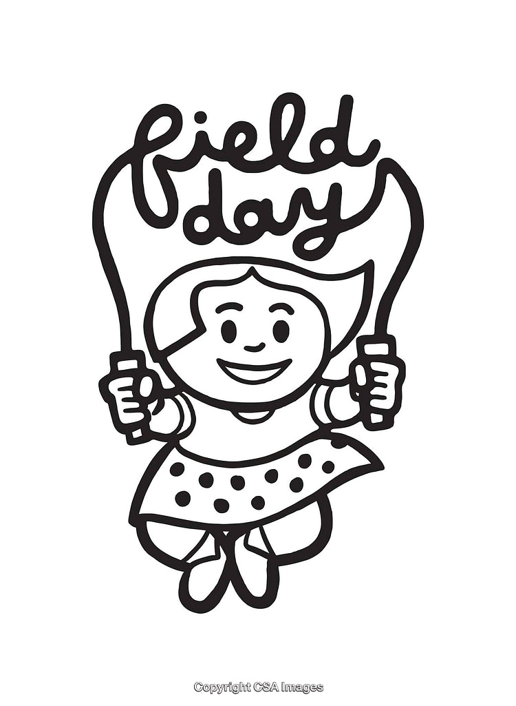 Whimsical Field Day Illustration of a Girl Jump Roping in Polka Dot Dress