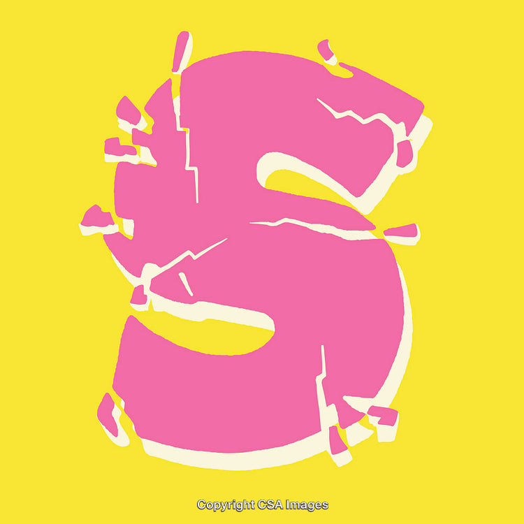Vibrant Pink Letter S On a Yellow Background