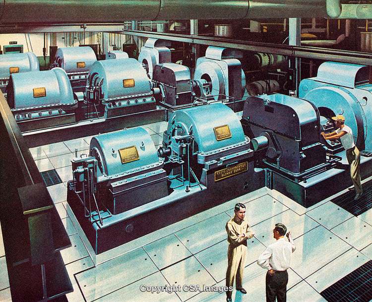 Industrial Machinery in a Mechanical Facility with Workers Equipment and Technology