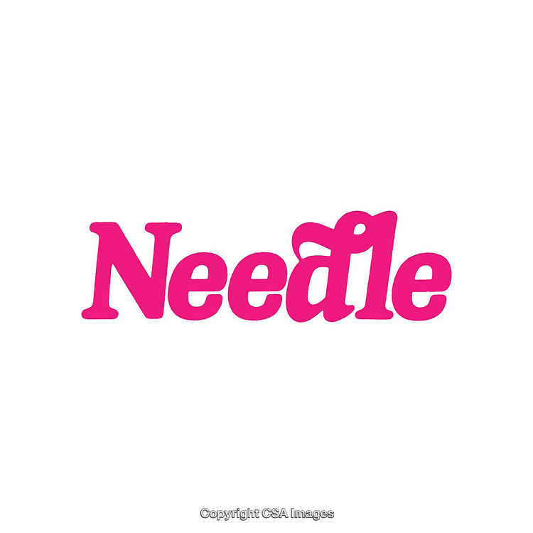 Pink Decorative Typography Illustration Featuring the Word "Needle"